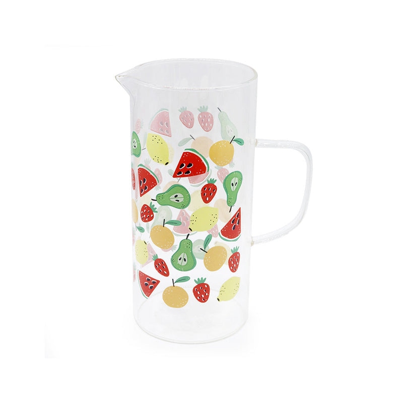 Fruit Printed Glass Water Jug