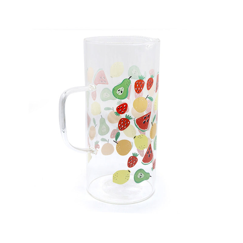 Fruit Printed Glass Water Jug