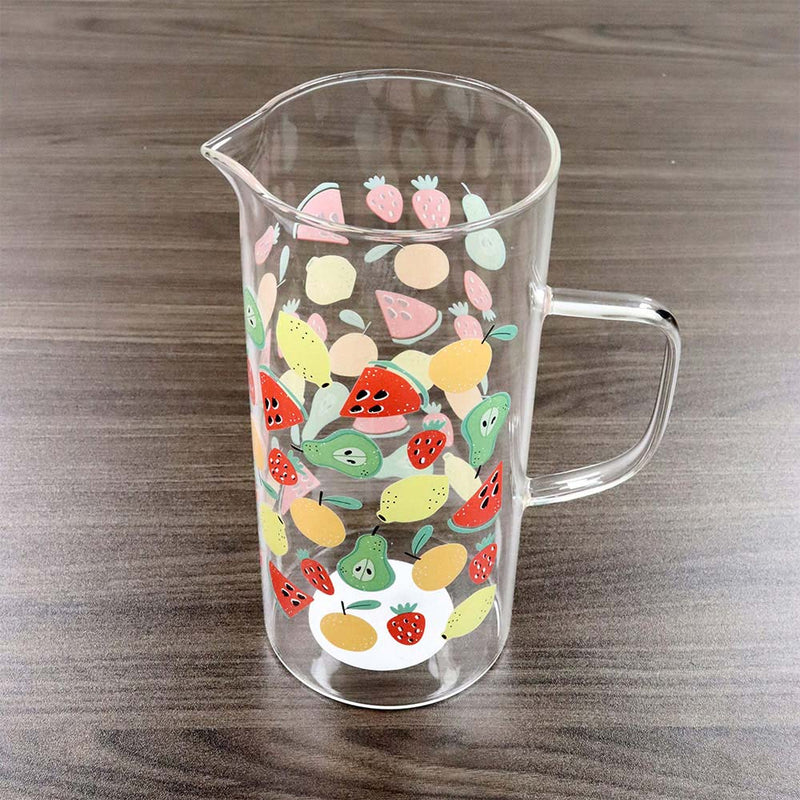 Fruit Printed Glass Water Jug