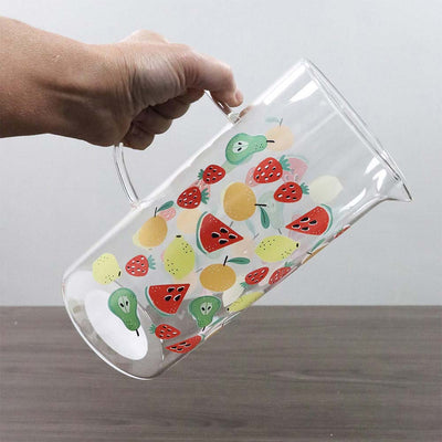 Fruit Printed Glass Water Jug