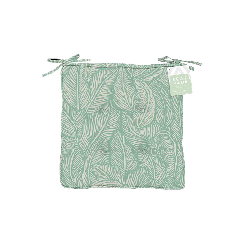 Summer Leaf Sage Luxury Seat Pad with Ties