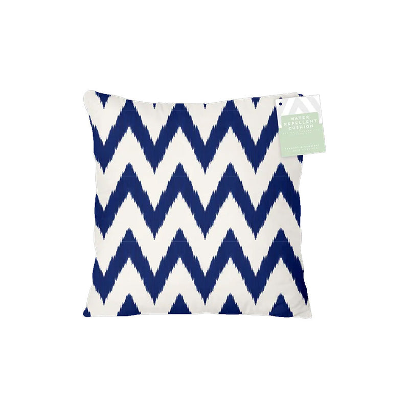 Summer Zig Zag Navy Printed Water Repellent Outdoor Cushion