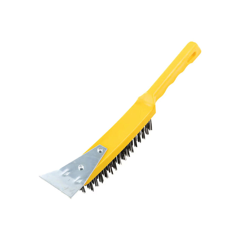 4 Row Plastic Handle Wire Brush with Scraper Rust and Paint Cleaning ...