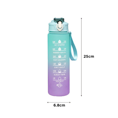 Sports Drink Water Bottle with Motivational Time Marker & Straw 750ML