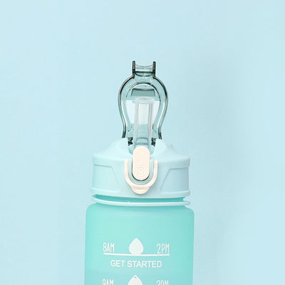 Sports Drink Water Bottle with Motivational Time Marker & Straw 750ML