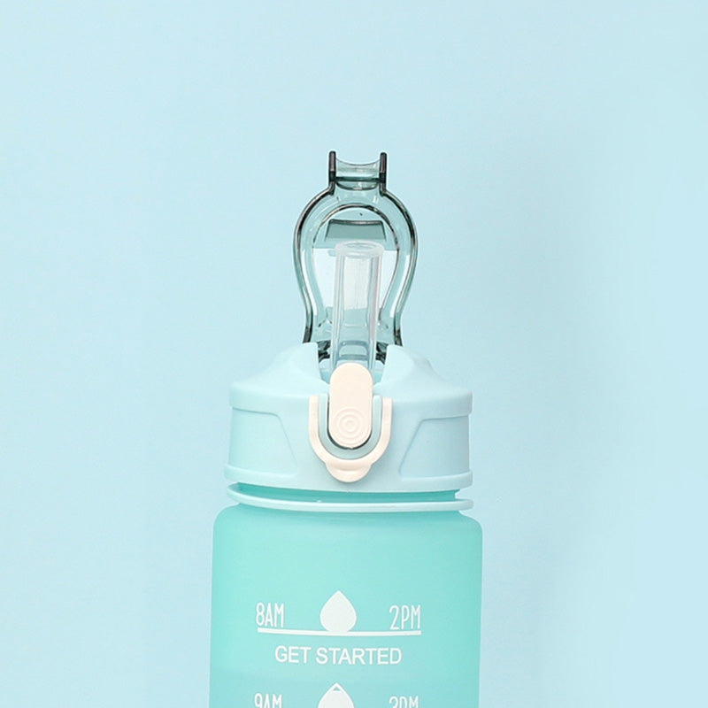 Sports Drink Water Bottle with Motivational Time Marker & Straw 750ML