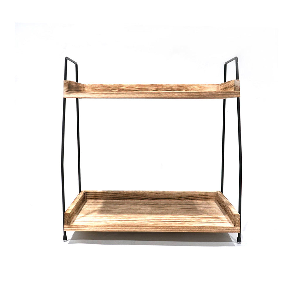 Desktop Counter Box Two-Tier Wooden Desktop Shelf Organiser ¨C Office or Kitchen Counter ...