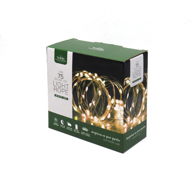 75 LED Rope Solar Light White 10M