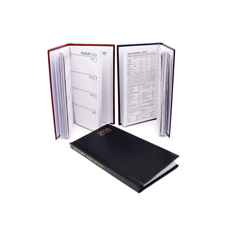 2026 Week To View Slim Diary with Casebound Value Cover