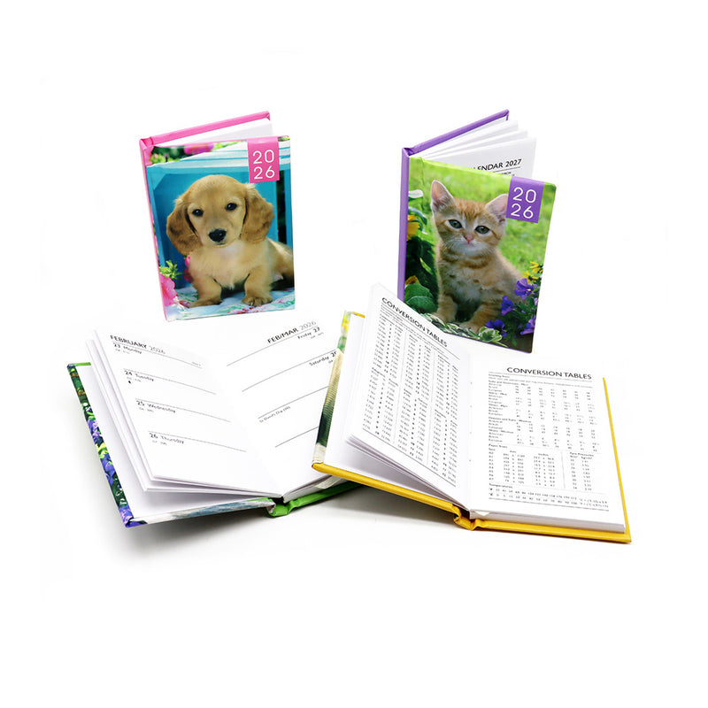 2026 Puppies & Kittens Photo Slim Diary Week To View