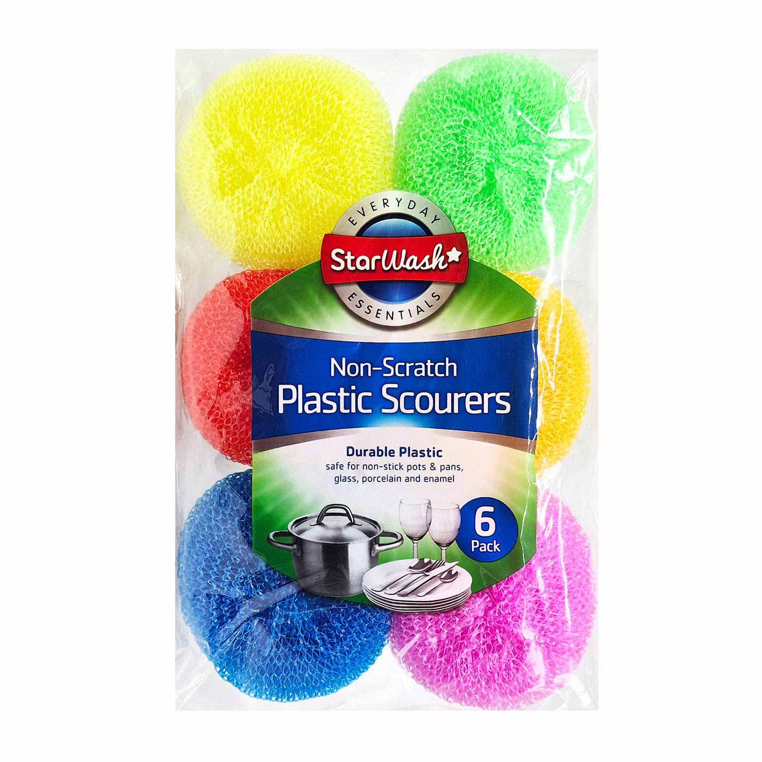200596 Non Scratch Plastic Scourers Multipurpose Cleaning Pads for Kitchen and ...