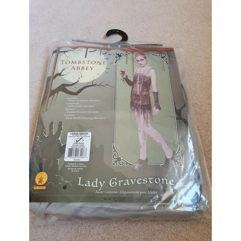 Adult Halloween Outfit-Lady Gravestone Fancy Dress Costume Size L