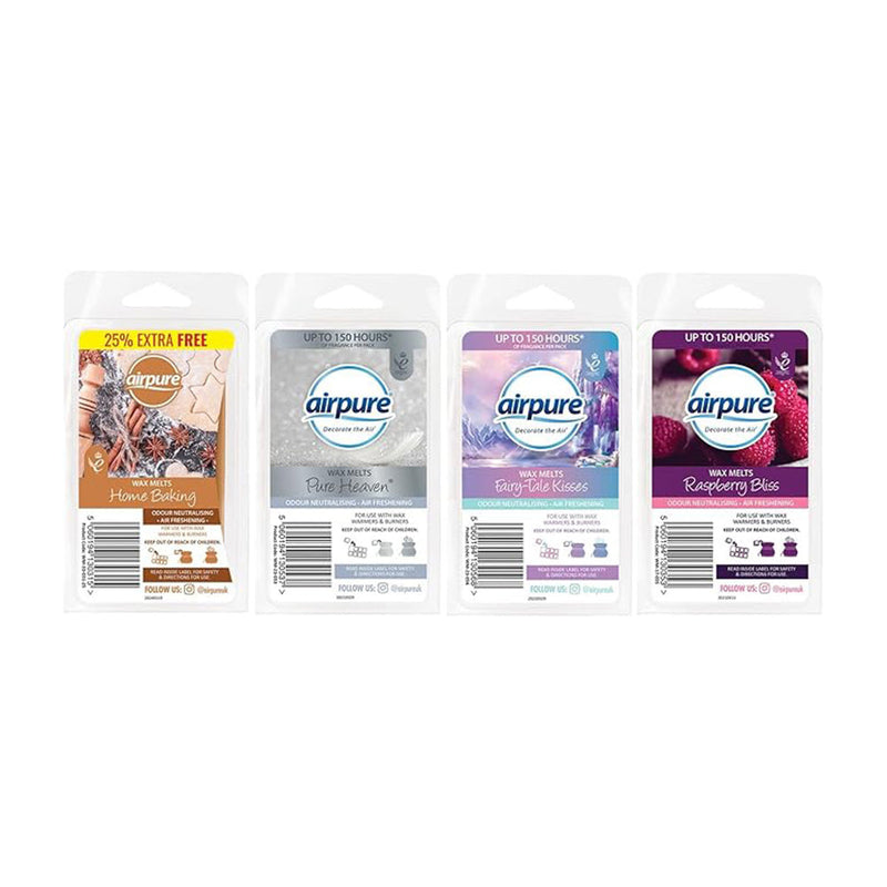 Airpure Scented Wax Melts 86g Home Baking, Pure Heaven, Fairytale Kisses & Raspberry Bliss