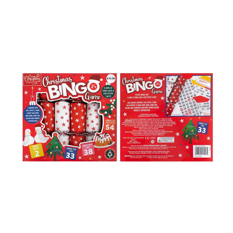 Christmas Festive Bingo 9inch Crackers 6PK