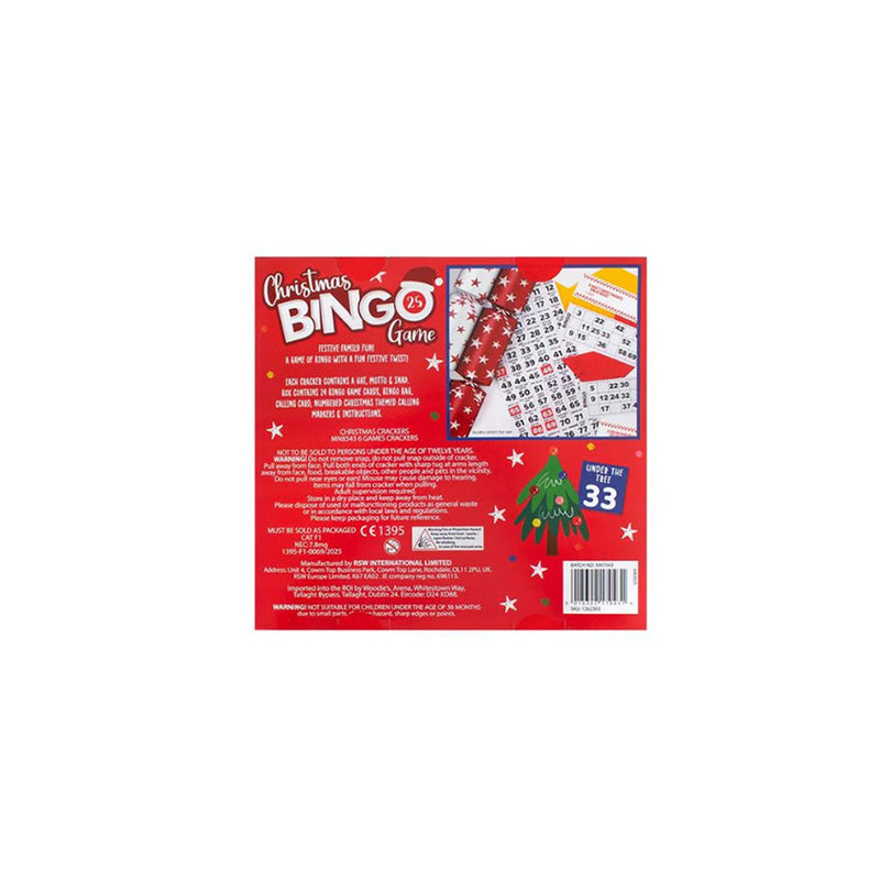 Christmas Festive Bingo 9inch Crackers 6PK