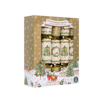 Family Robin & Wreath Traditional Christmas 12inch Crackers 10PK