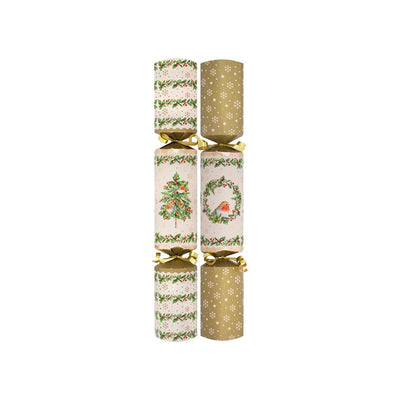 Family Robin & Wreath Traditional Christmas 12inch Crackers 10PK