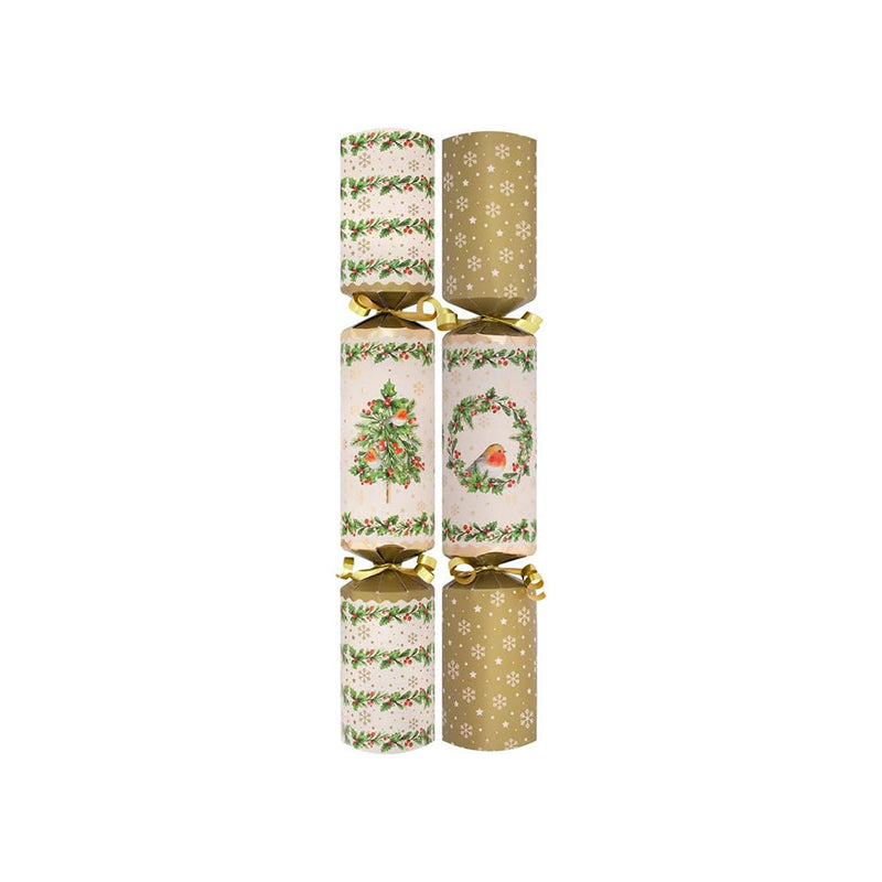 Family Robin & Wreath Traditional Christmas 12inch Crackers 10PK