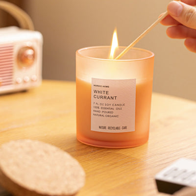 Aroma Scented Frosted Glass Jar Candle with Wooden Lid 7Oz