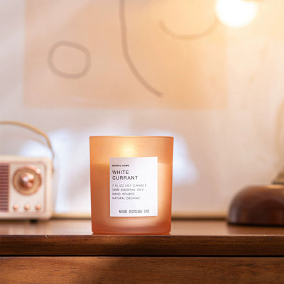 Aroma Scented Frosted Glass Jar Candle with Wooden Lid 7Oz