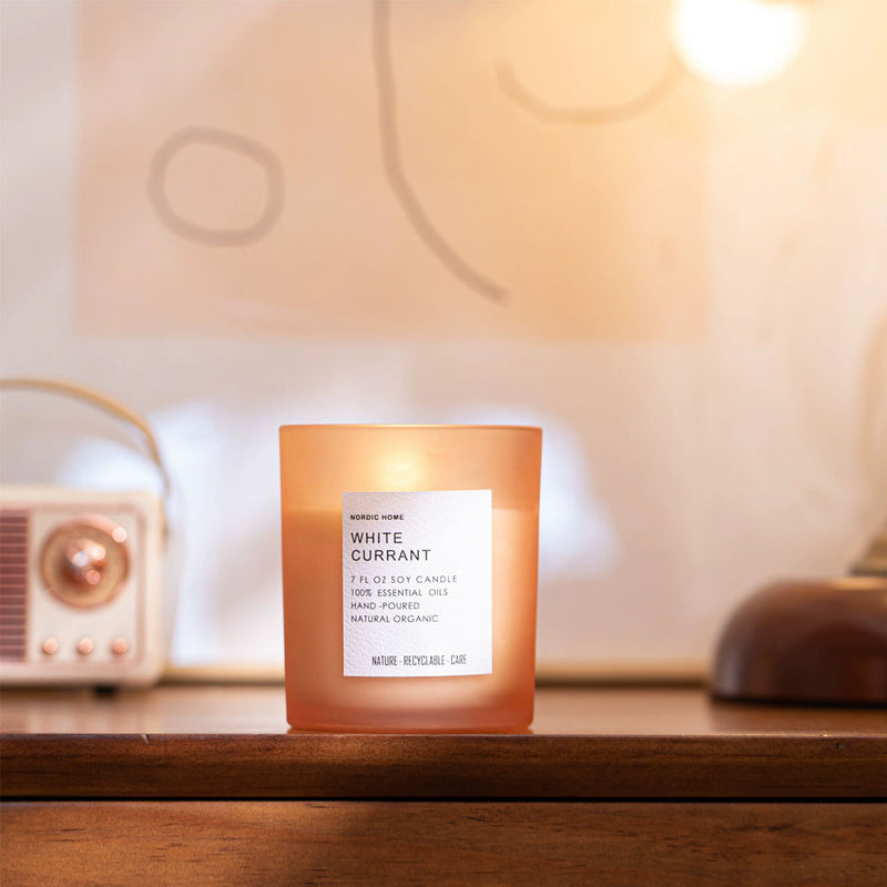 Aroma Scented Frosted Glass Jar Candle with Wooden Lid 7Oz