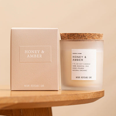 Aroma Scented Frosted Glass Jar Candle with Wooden Lid 7Oz