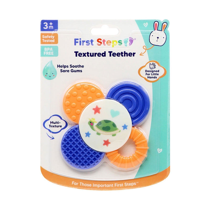 First Steps Multi Textured Baby Teether Assorted Silicone Sensory ...