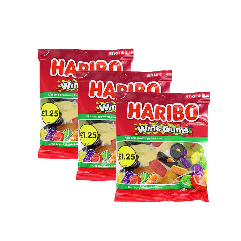 Haribo Wine Gums Fruit Flavour Gummy 140g x 3Pack