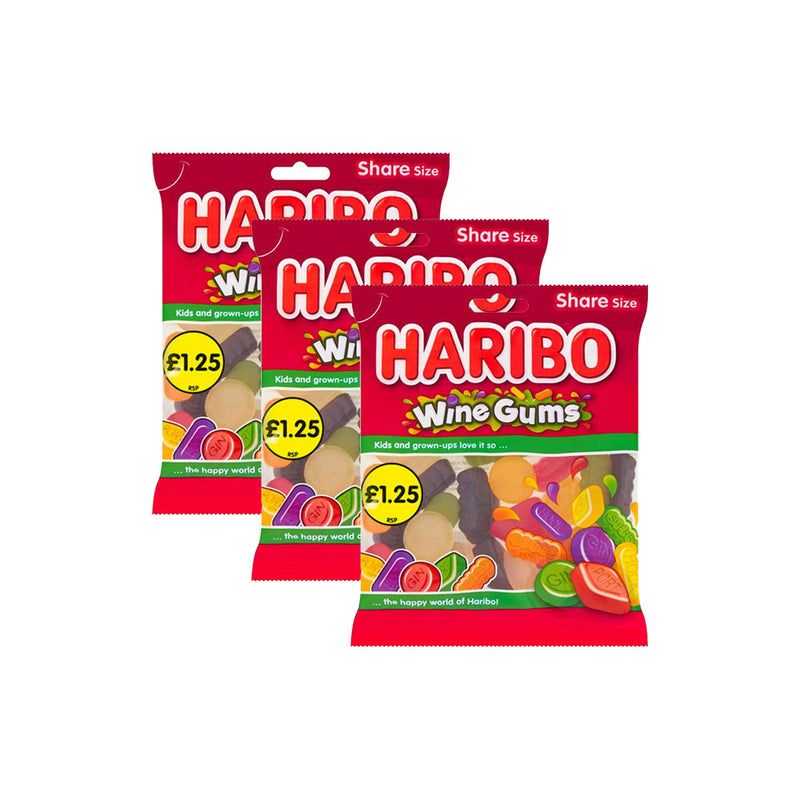 Haribo Wine Gums Fruit Flavour Gummy 140g x 3Pack