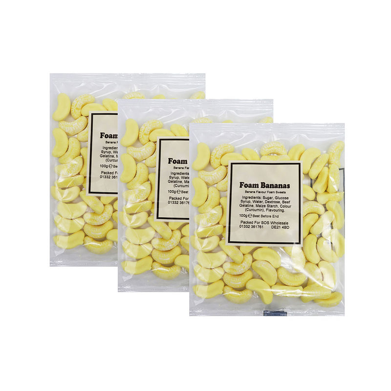 Bumper Bag Foam Bananas Sweets 100g x 3Pack