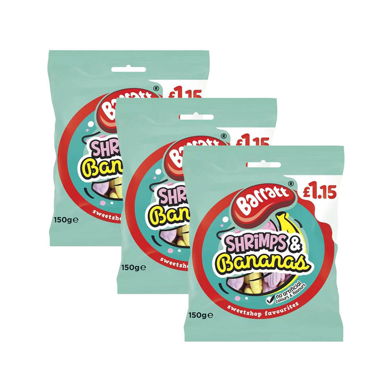 Barratt Shrimps & Bananas Sweets 150g x 3Pack