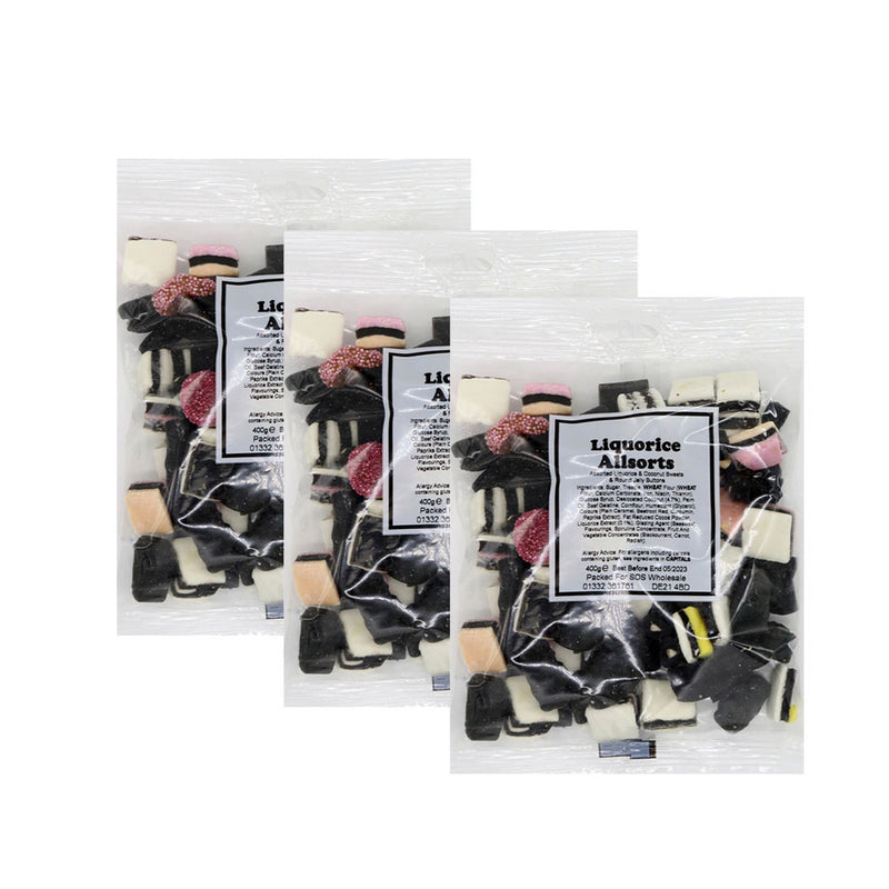 Bumper Bag Liquorice Allsorts Sweets 400g x 3Pack