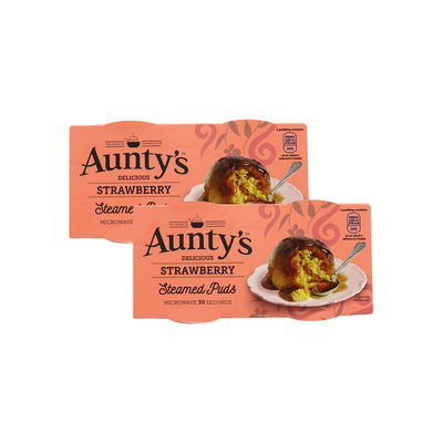 Auntys Strawberry Steamed Puddings Pack of 2 x 2Pack