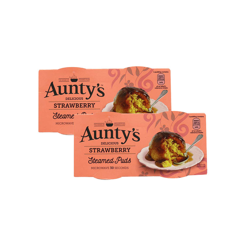 Auntys Strawberry Steamed Puddings Pack of 2 x 2Pack