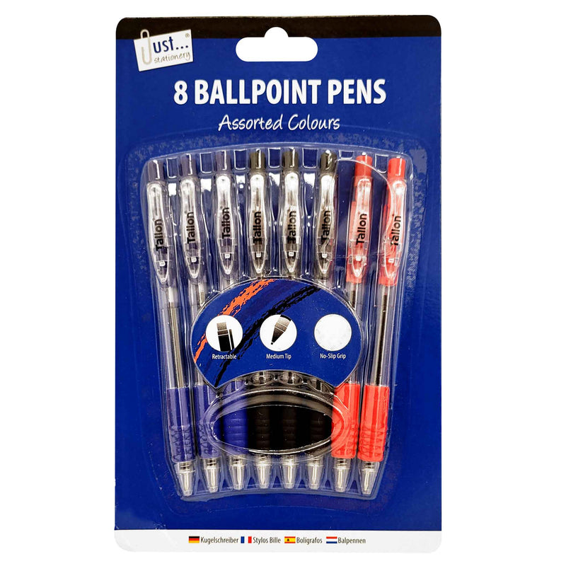 8 Retractable Ballpoint Pens