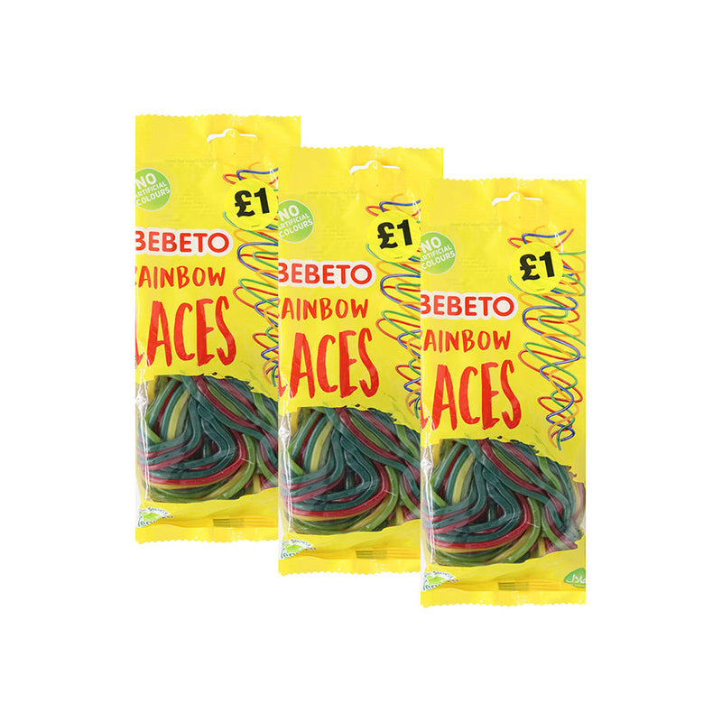 Bebeto Rainbow Laces Sweets 160g x 3Pack