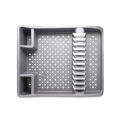 Plastic Dish Drainer Plate and Cutlery Rack Grey