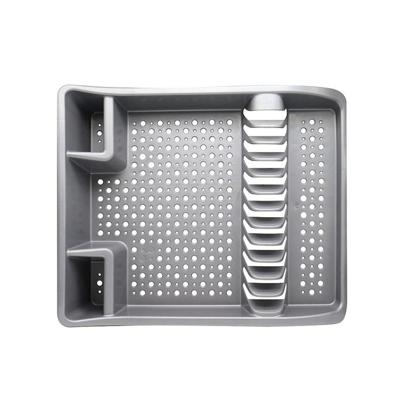 Plastic Dish Drainer Plate and Cutlery Rack Grey
