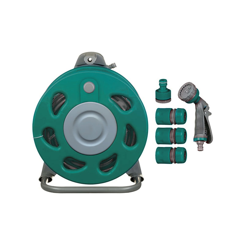 20M Hose Reel with Stand Garden Hose Reel & Fitting Set with Spray