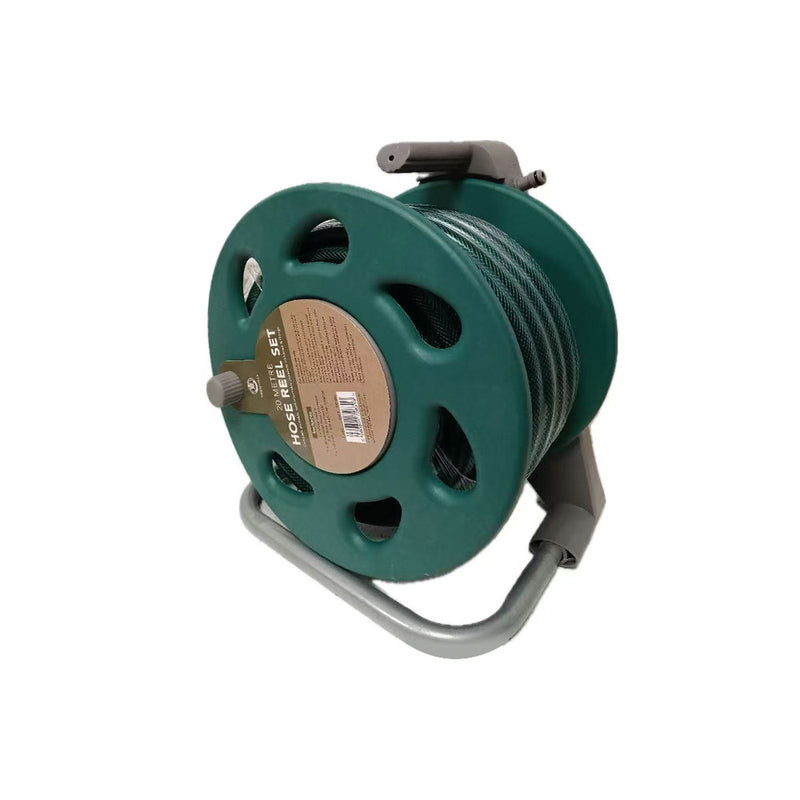 20M Hose Reel with Stand Garden Hose Reel & Fitting Set with Spray