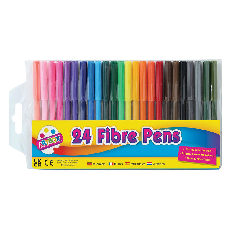 24 Fine Tip Fibre Colour Pens