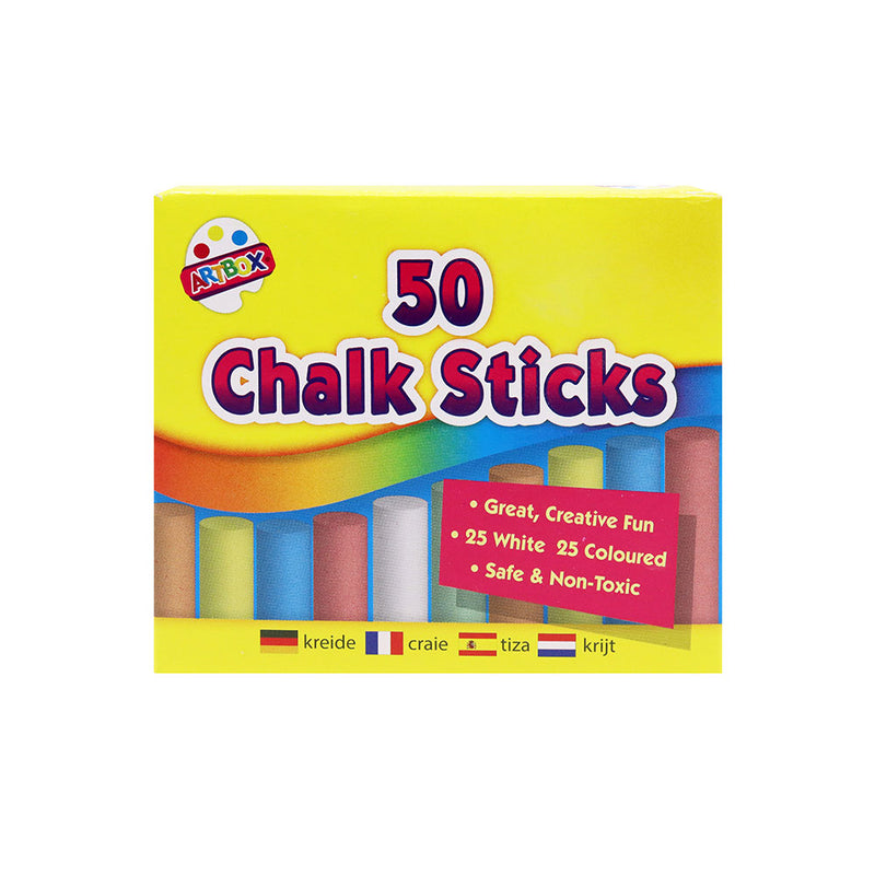 50 Chalks 25 White 25 Assorted Colours