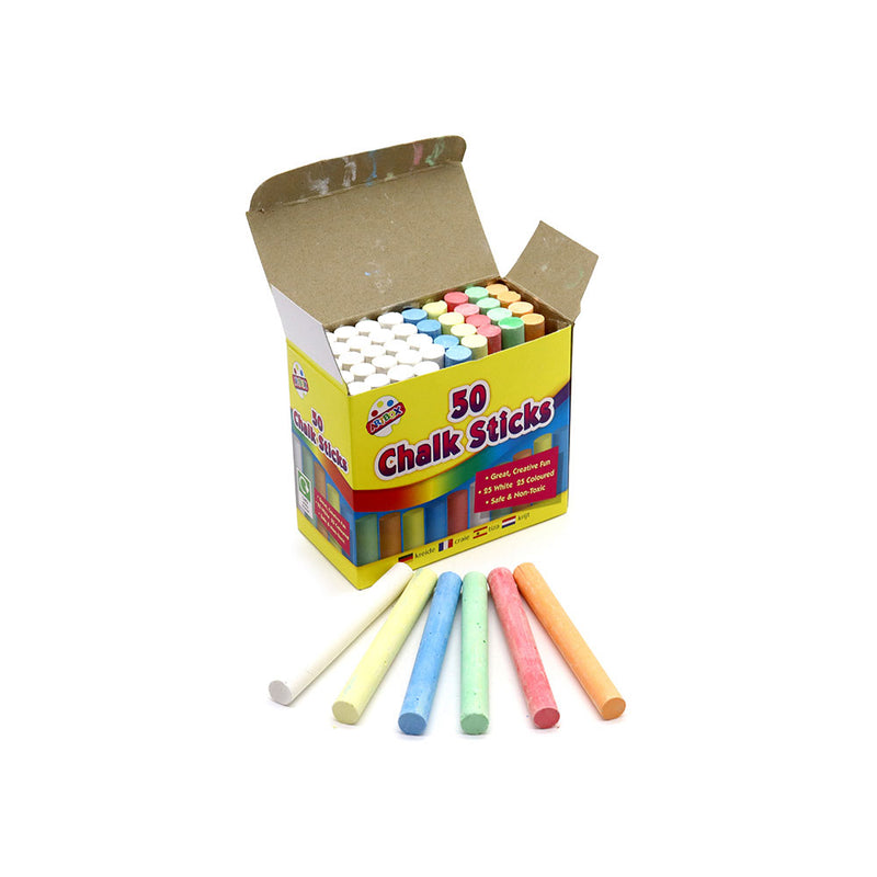 50 Chalks 25 White 25 Assorted Colours