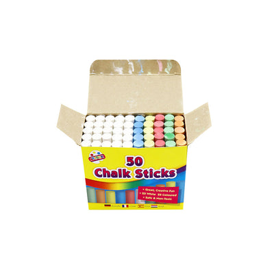 50 Chalks 25 White 25 Assorted Colours
