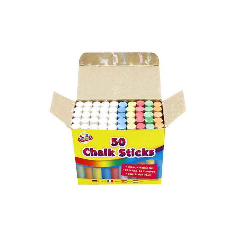 50 Chalks 25 White 25 Assorted Colours