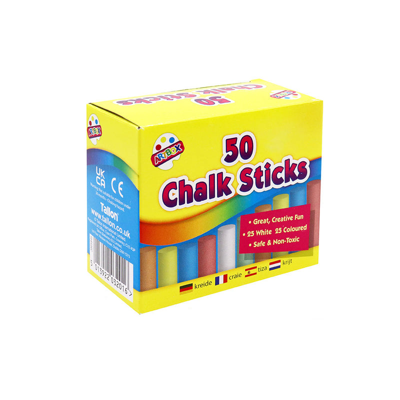 50 Chalks 25 White 25 Assorted Colours