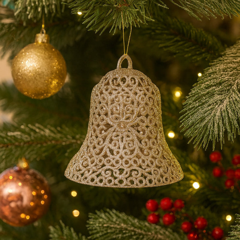 Giant Glitter Christmas Bell Decoration 4 Colours