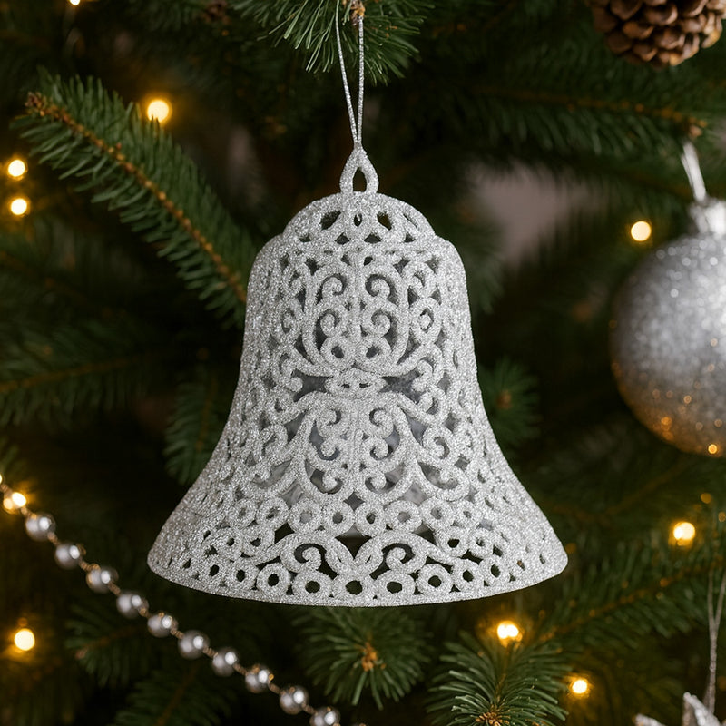 Giant Glitter Christmas Bell Decoration 4 Colours