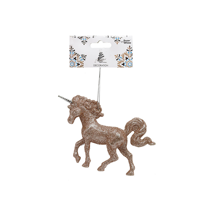 Glitter Unicorn Hanging Decoration Rose Gold 13CM