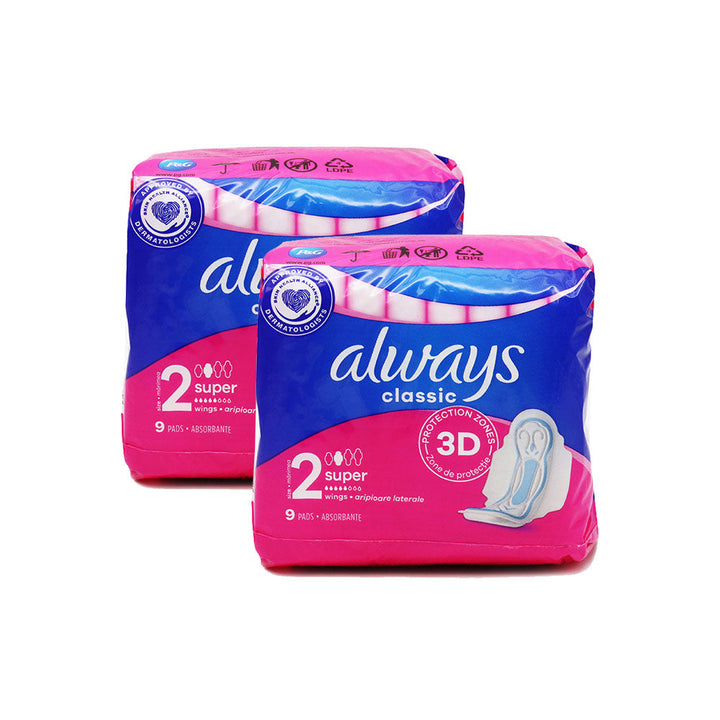 Always Classic Size 2 Super Pads With Wings 9S ¨C Super Absorbent